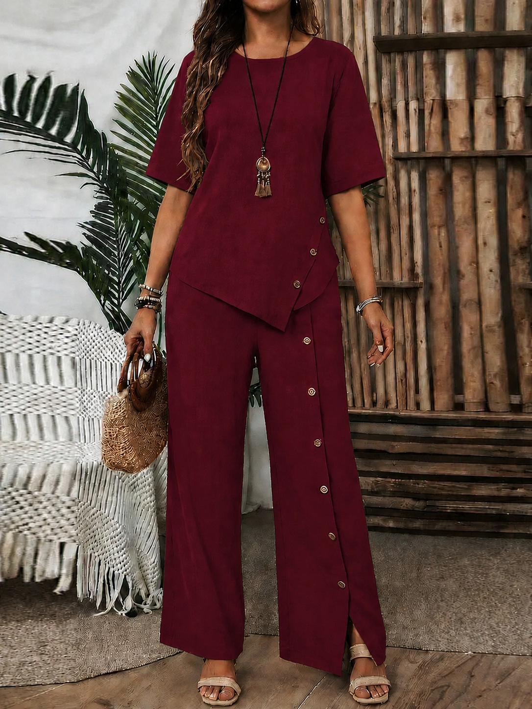 Conjunto de Lino con Pantalón Palazzo