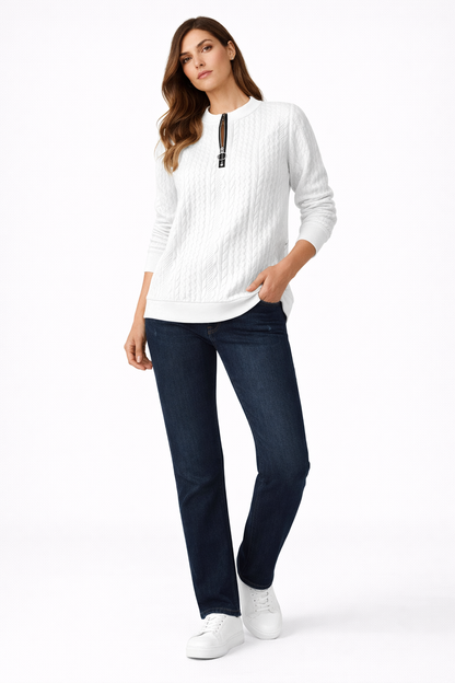 Sweater Trenzado con Cierre Frontal