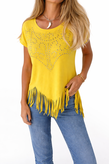 Liora™ – Camiseta Texturizada con Detalle Metálico