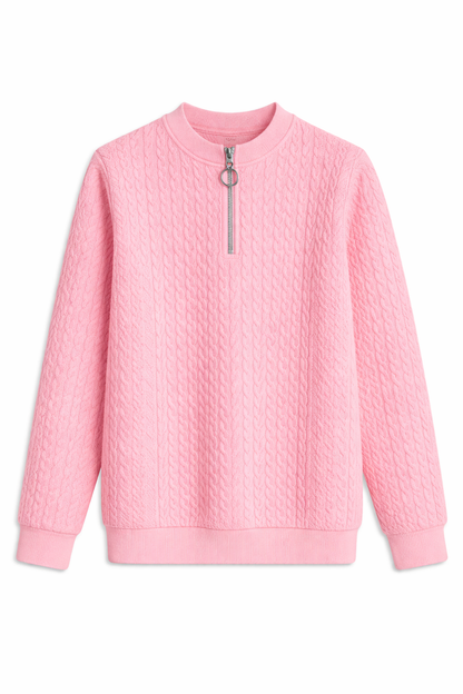 Sweater Trenzado con Cierre Frontal