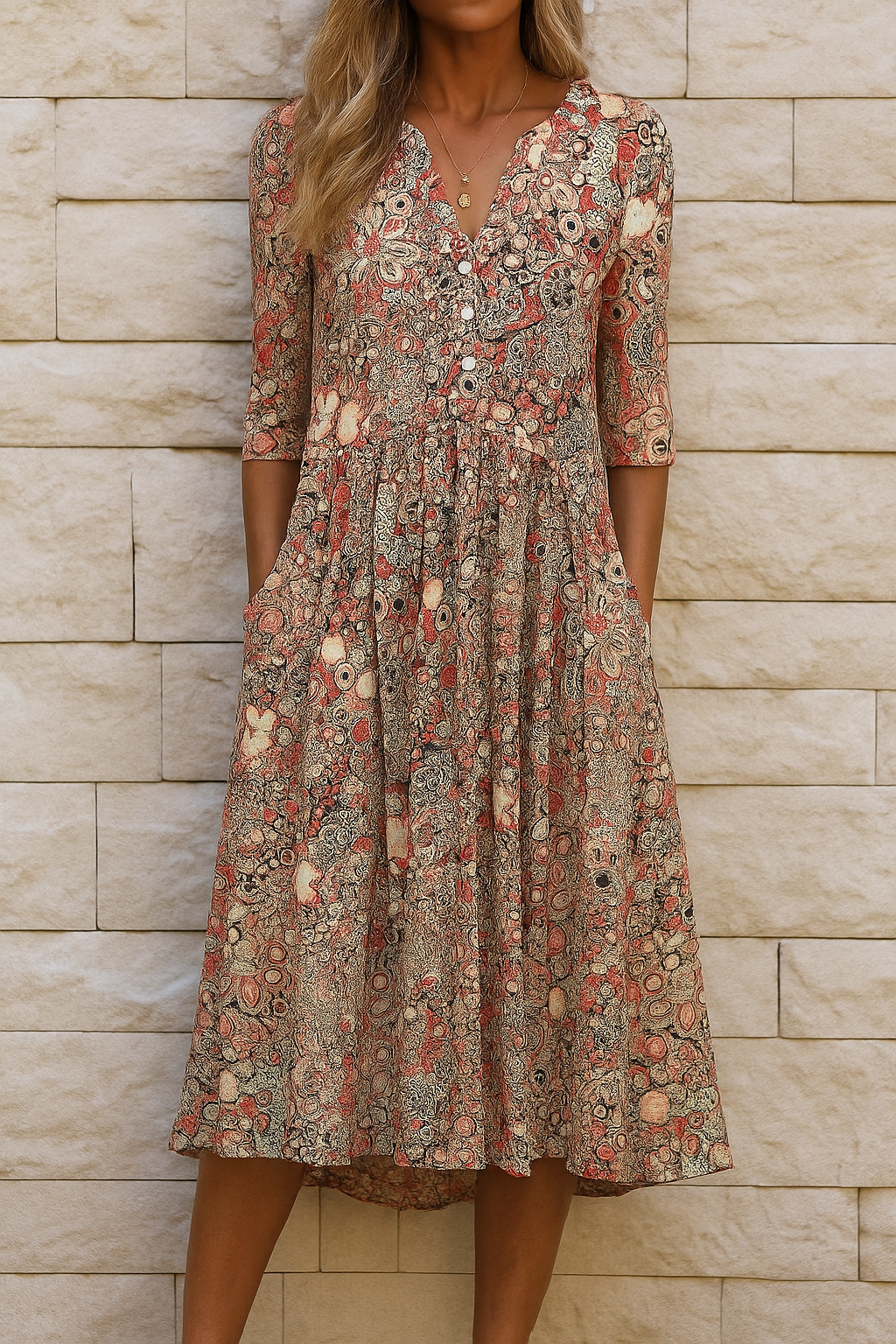 Vestido Elegante con Escote en V