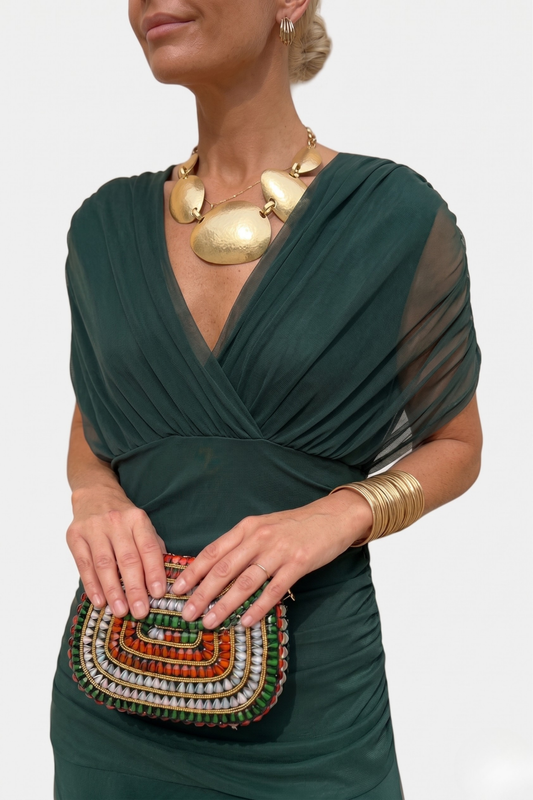 Vestido Drapé Cruzado Elegante
