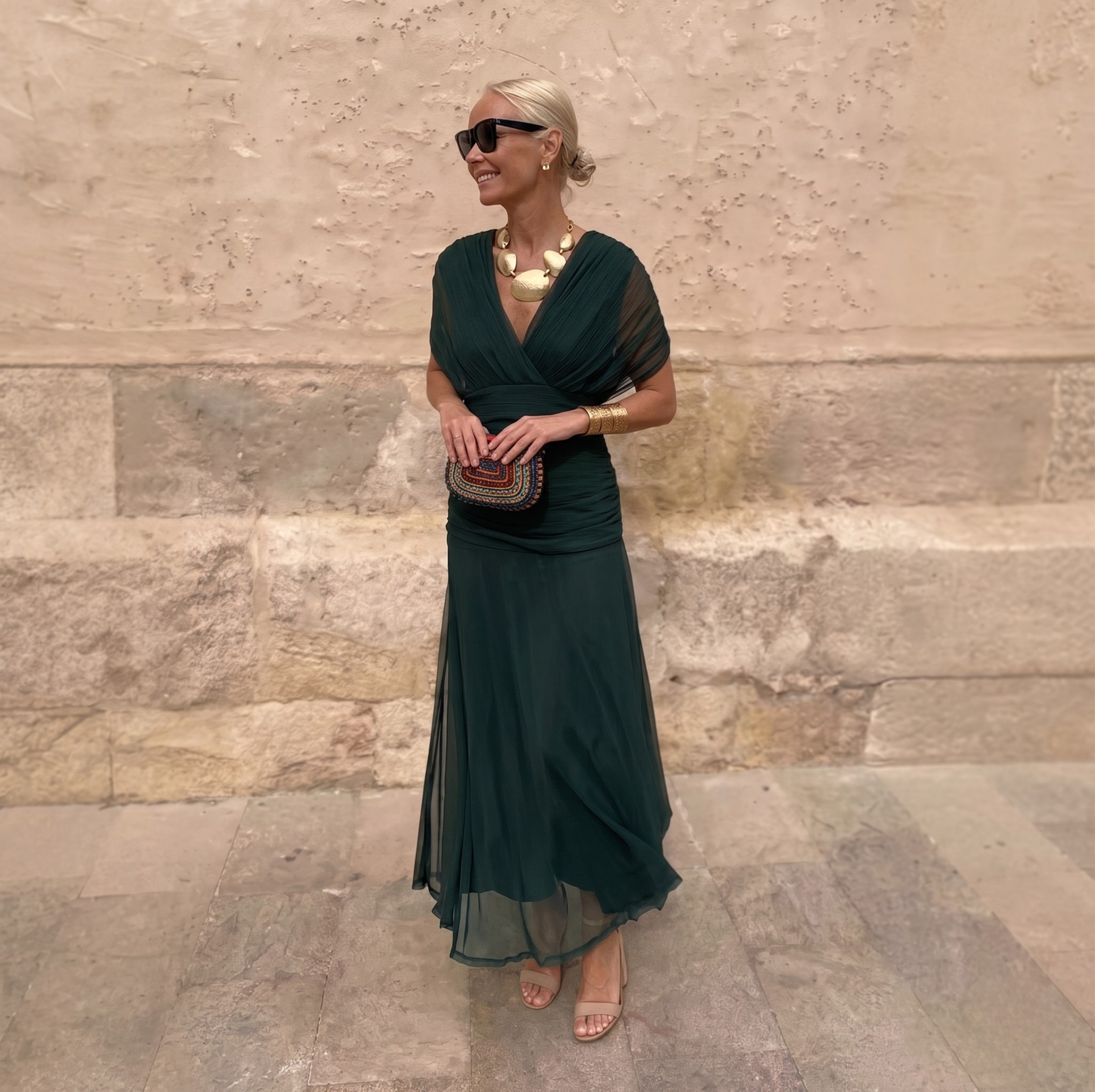 Vestido Drapé Cruzado Elegante