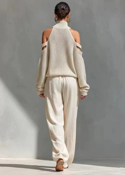 Conjunto de Dos Piezas de Tejido y Lino