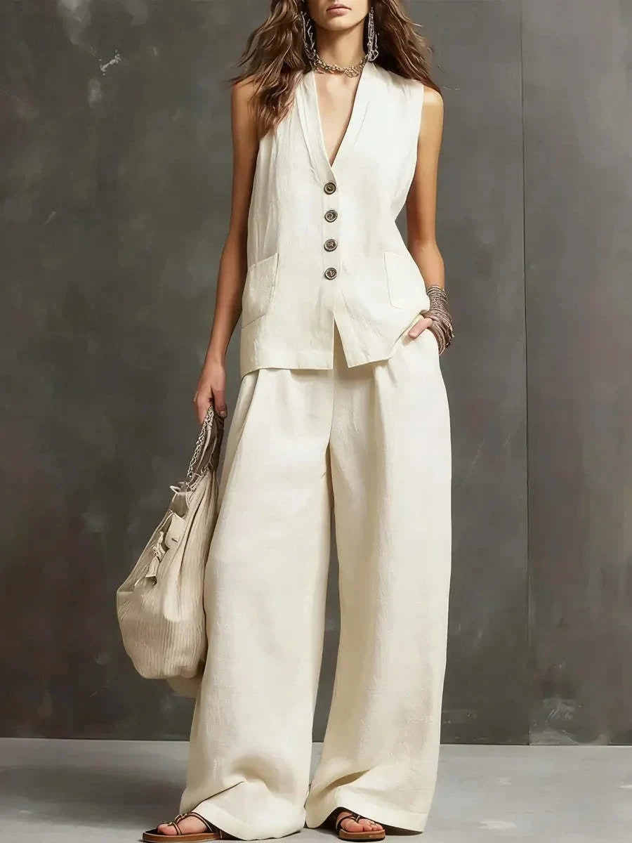 Alessia™ | Conjunto de Chaleco Sin Mangas y Pantalón Wide Leg