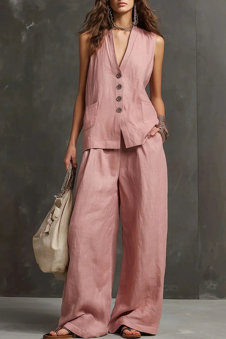 Alessia™ | Conjunto de Chaleco Sin Mangas y Pantalón Wide Leg