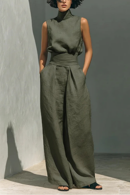 Valeria™ | Conjunto de Camisa Sin Mangas y Pantalón Wide Leg