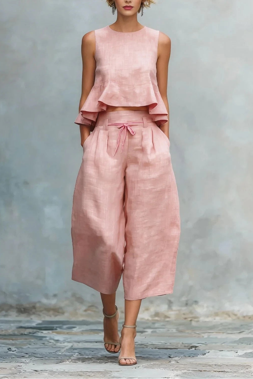 Conjunto de Dos Piezas con Bajo Fruncido