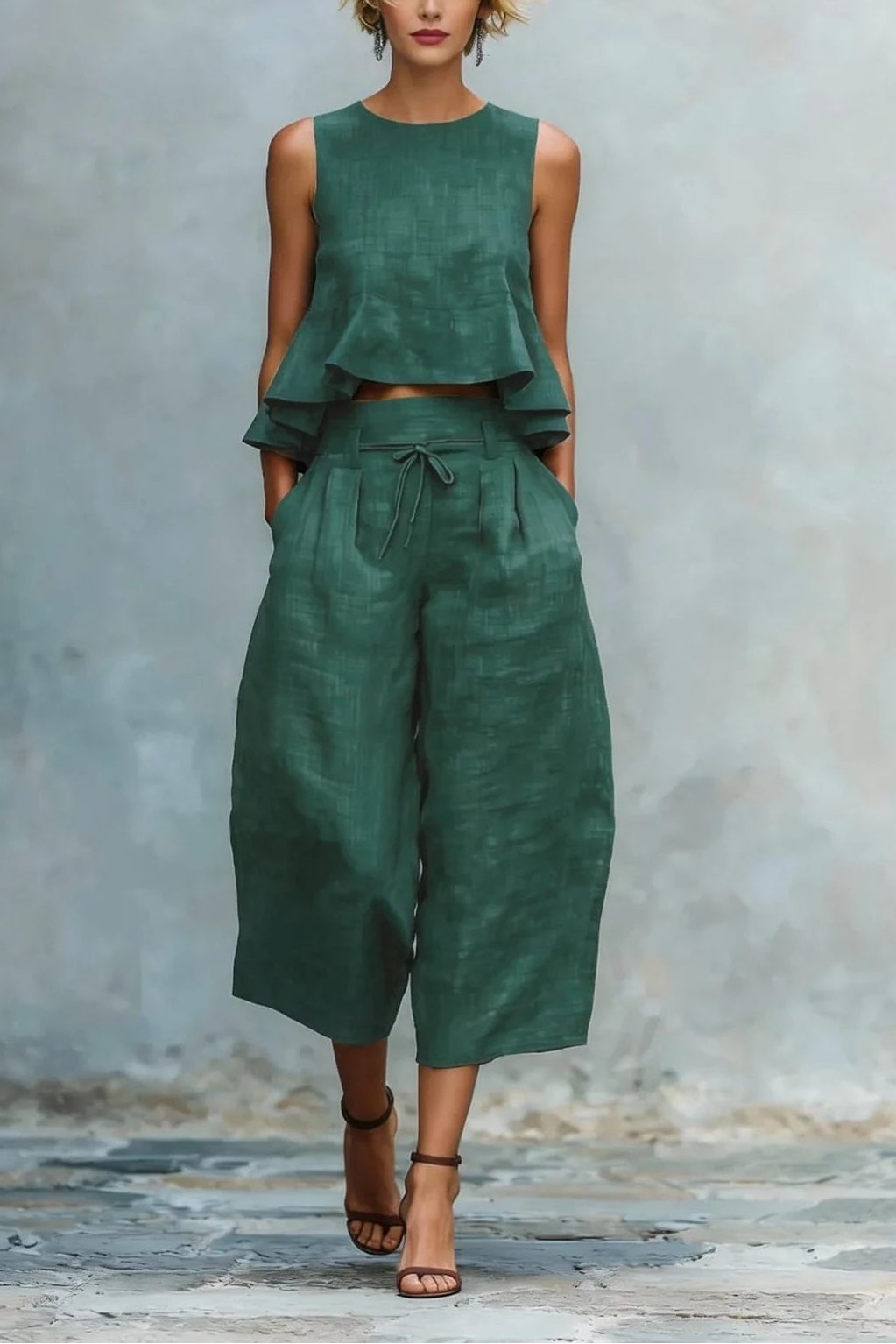 Conjunto de Dos Piezas con Bajo Fruncido