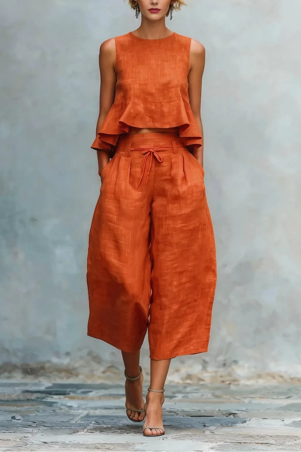 Conjunto de Dos Piezas con Bajo Fruncido