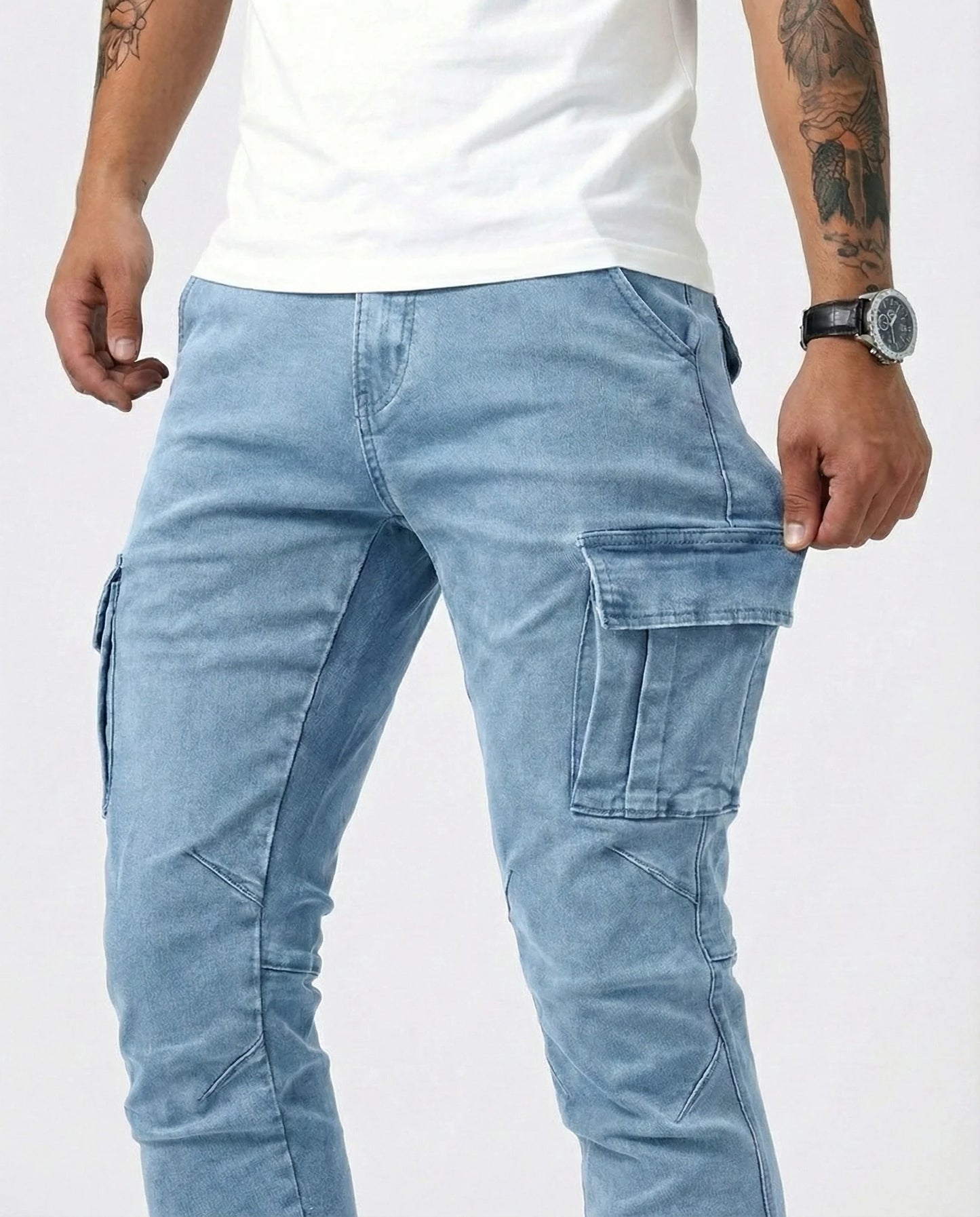 Jeans Cargo Slim Stretch Hombre
