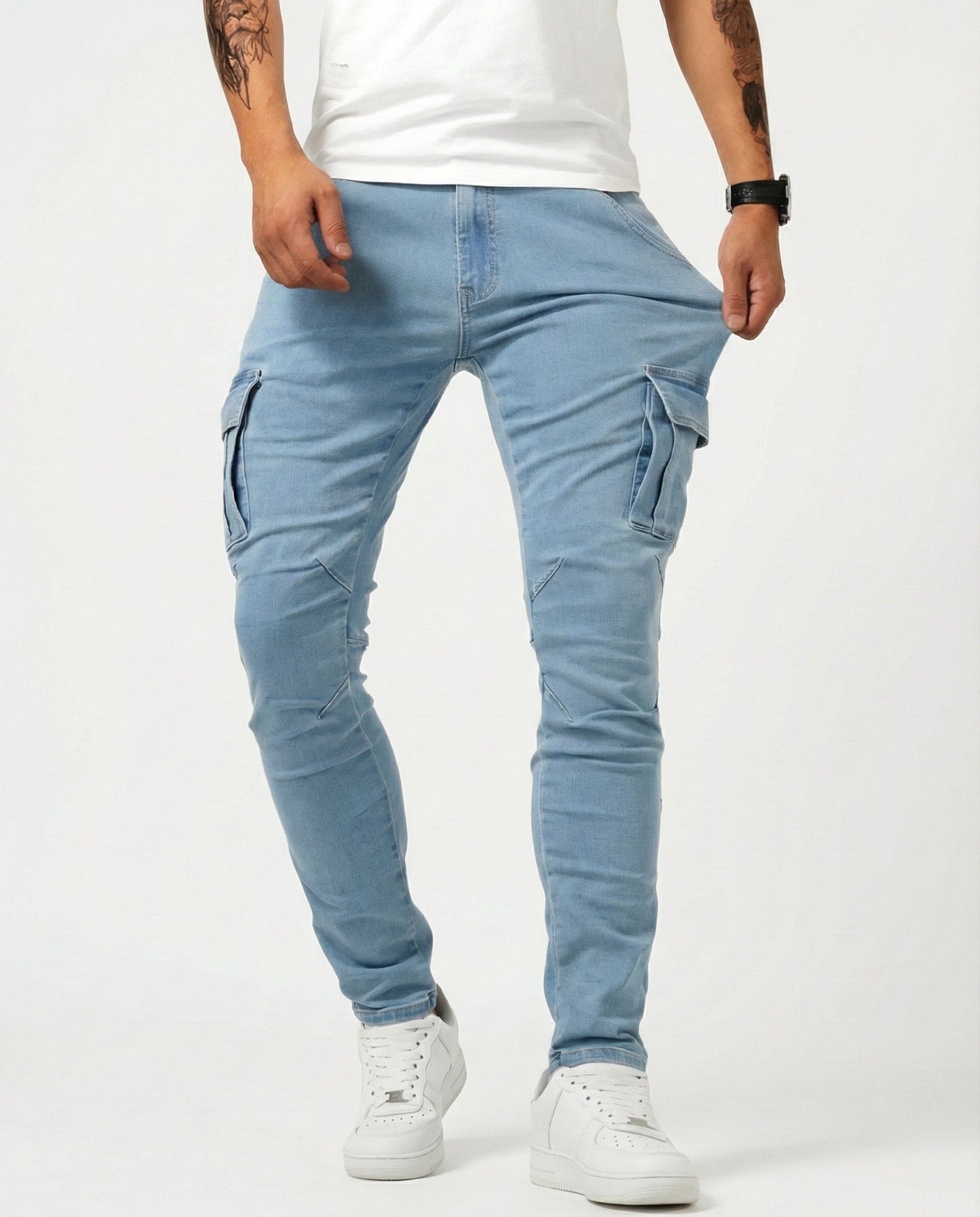 Jeans Cargo Slim Stretch Hombre