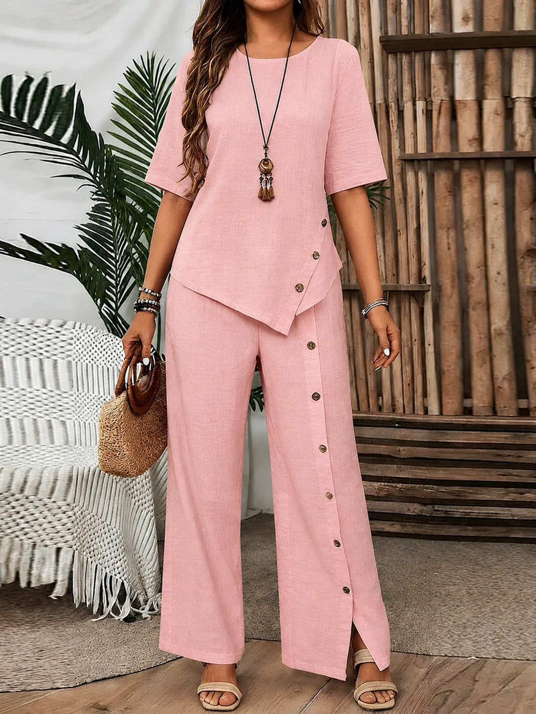 Conjunto de Lino con Pantalón Palazzo