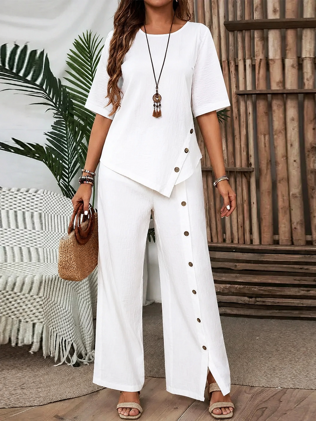 Conjunto de Lino con Pantalón Palazzo