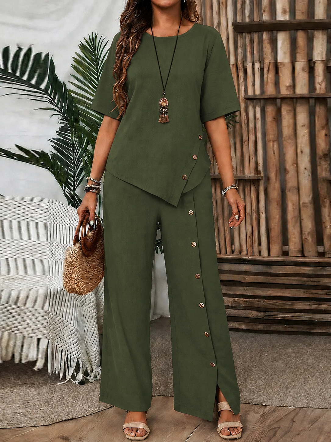 Conjunto de Lino con Pantalón Palazzo